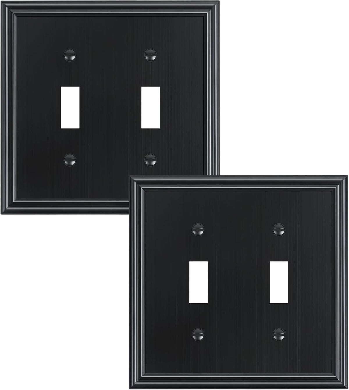 2-Pack Double Toggle Light Switch Cover Plate, Durable Solid Zinc Alloy Decorative Dual Switch
