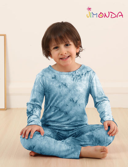 Jimonda Kids Soft Rayon From Bamboo Sleepwear Long Sleeve Boys Girls Pajama Outdoor 2-Piece