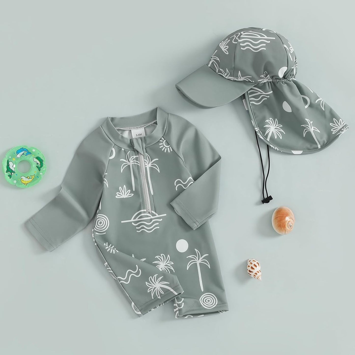 Hnyenmcko Baby/Toddler Boy Rash Guard Swimsuit Long Sleeve One Piece Zipper Swimwear Sunsuit Infant