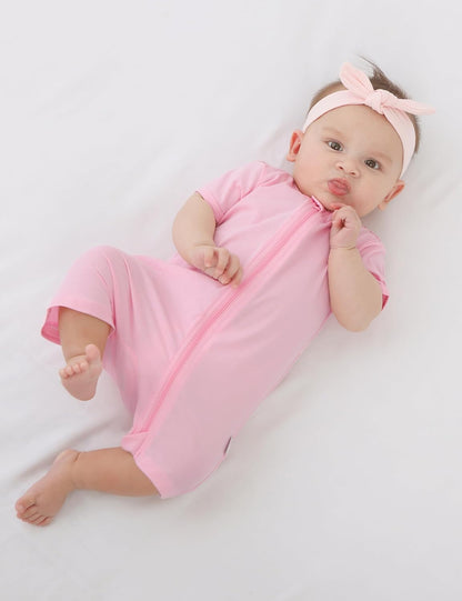Jimonda Baby Rompers Cotton Baby Boys Baby Girls Short Sleeve Sleepers Pjs Two Way Zipper One-piece
