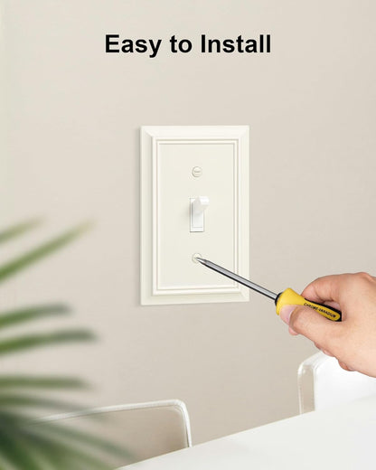 6-Pack Single Toggle Light Switch Cover Plate, Durable Natural Bamboo Fiber Decorative Switch Plate