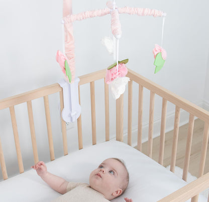 The Peanutshell Crib Mobile for Girls - Pink Musical Baby Crib Mobile with 12 Lullabies, Flower