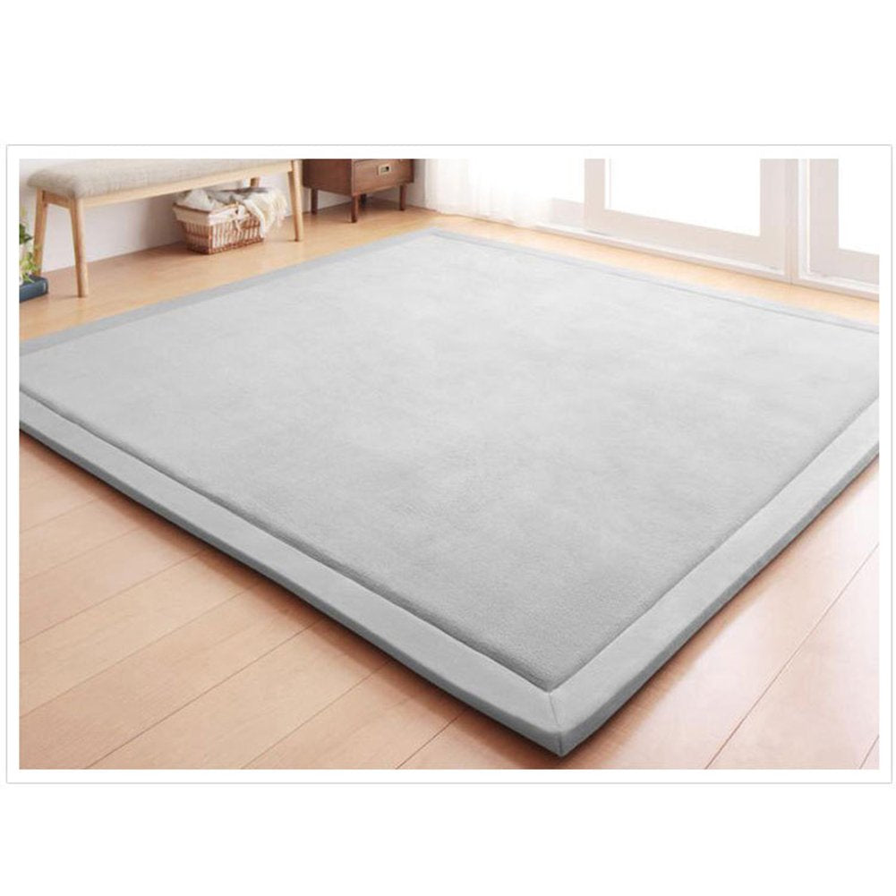 Loartee Coral Velvet Crawling Rug (6.0'x 6'8", Gray) for Toddler Children Play Area Rugs Yoga Mat