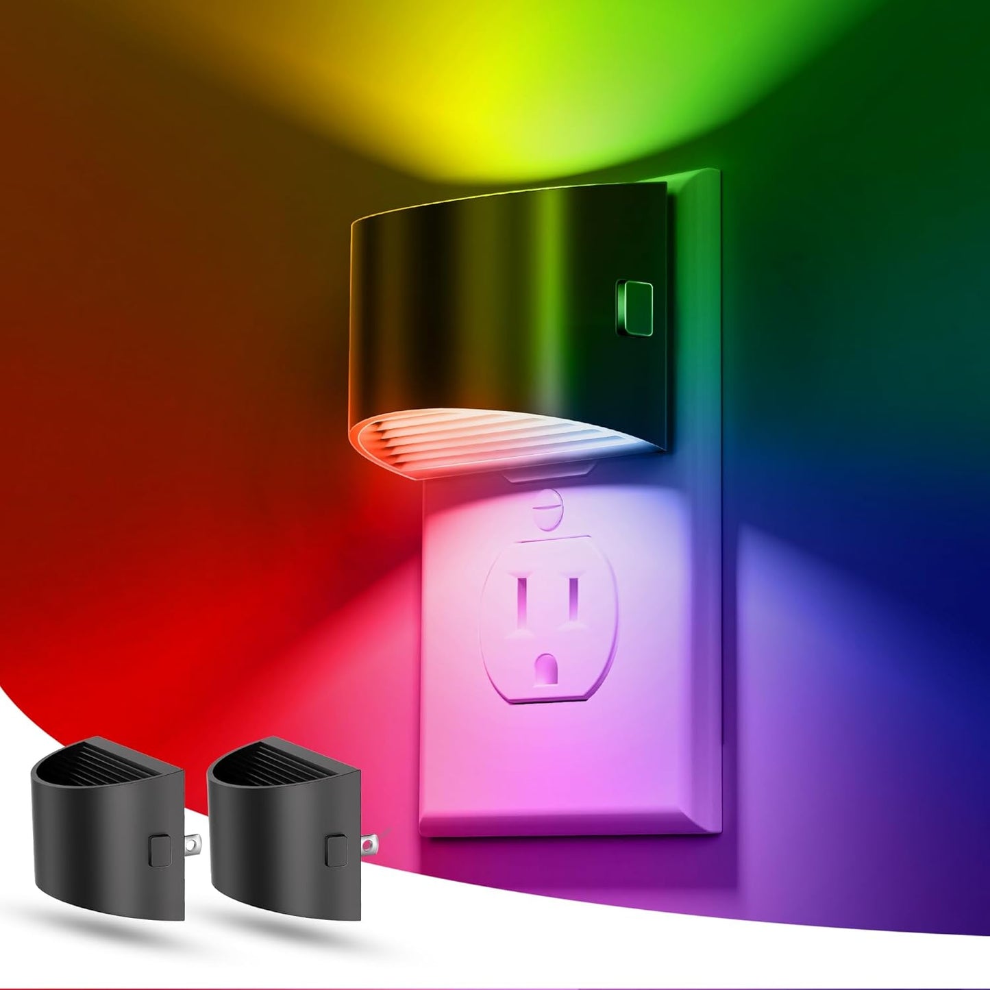 L LOHAS LED Night Lights Plug into Wall, Kids Night Lights with 8 RGB Color, Built-in Dusk to Dawn