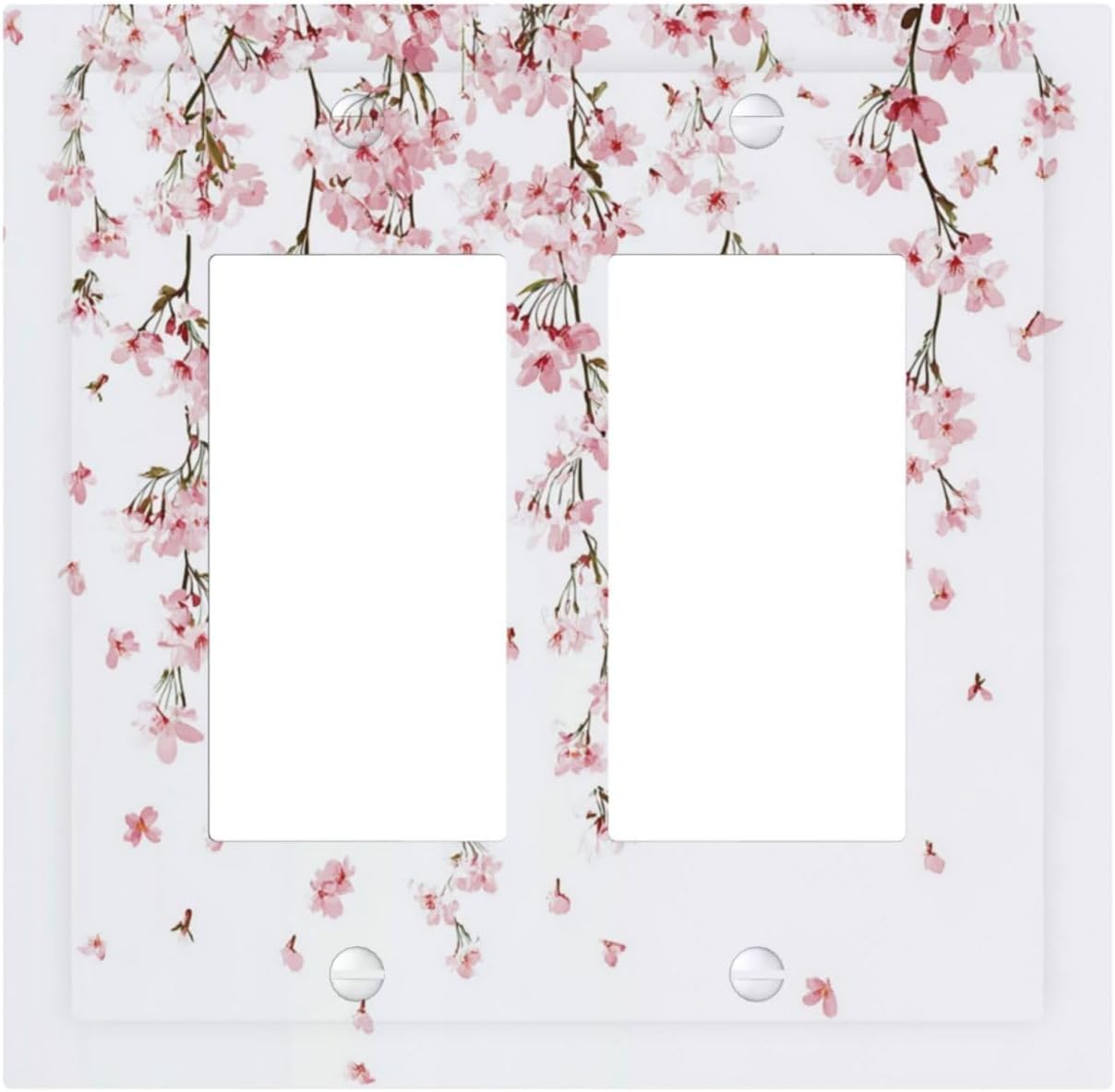 Decorative Outlet Covers Sakura Plant Floral Pink Flowers 2 Gang Double Gfci Rocker Electrical Wall