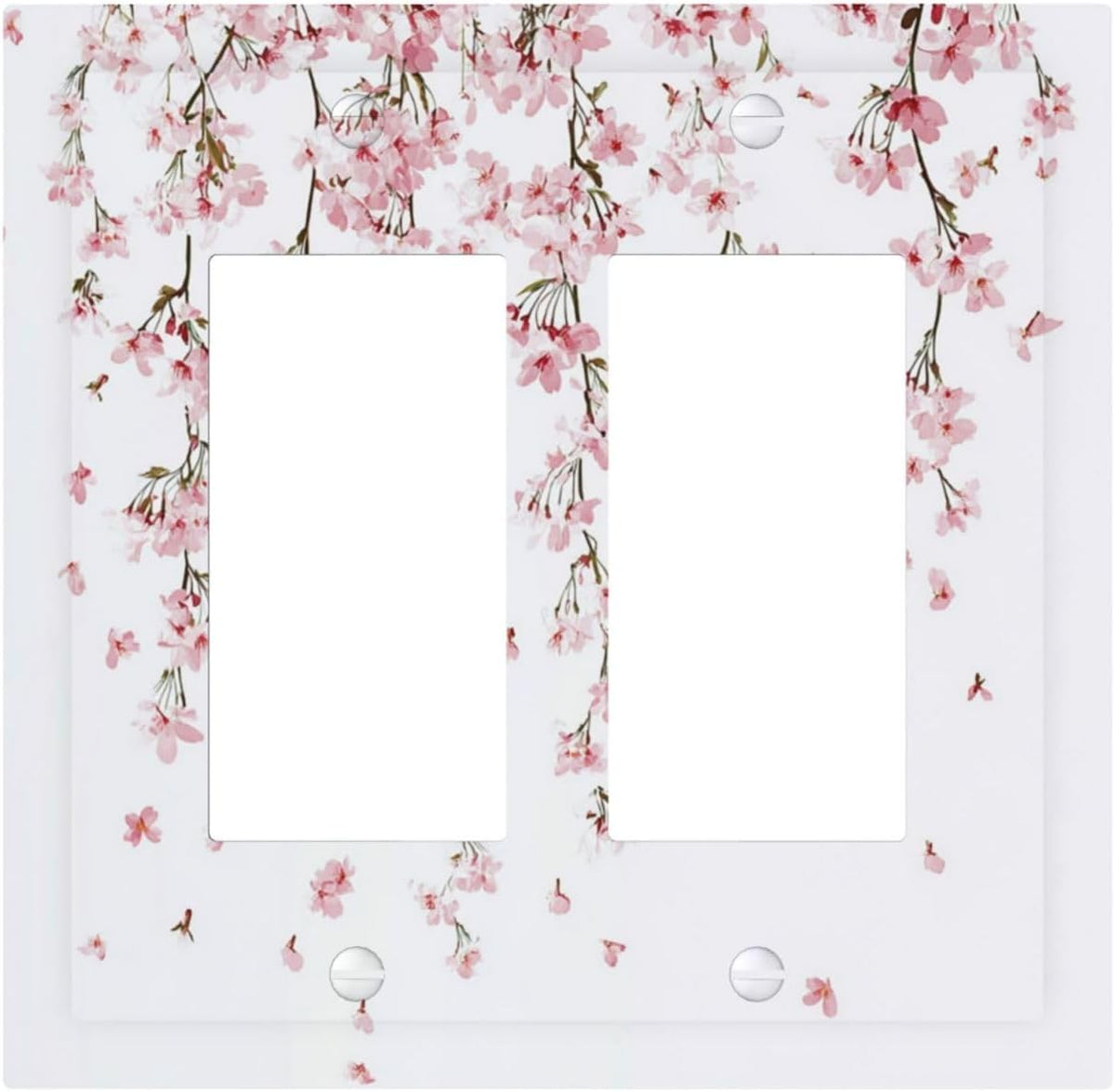 Decorative Outlet Covers Sakura Plant Floral Pink Flowers 2 Gang Double Gfci Rocker Electrical Wall