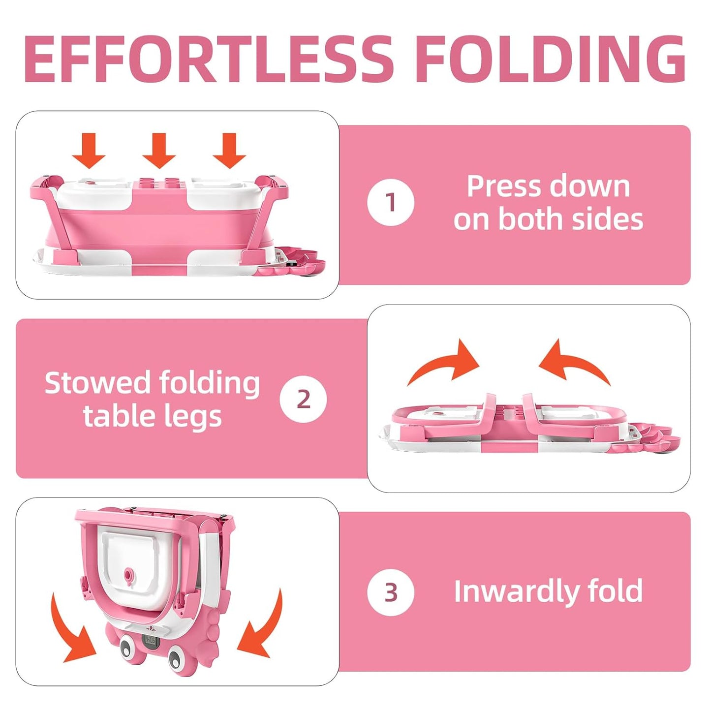 Collapsible Baby Bathtub for Newborns to Toddler with Real-time Temp Monitor & Floating