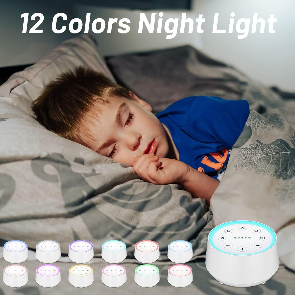 EasyHome Sleep Sound Machine White Noise Machines with 30 Soothing Sounds 12 Adjustable Night Light
