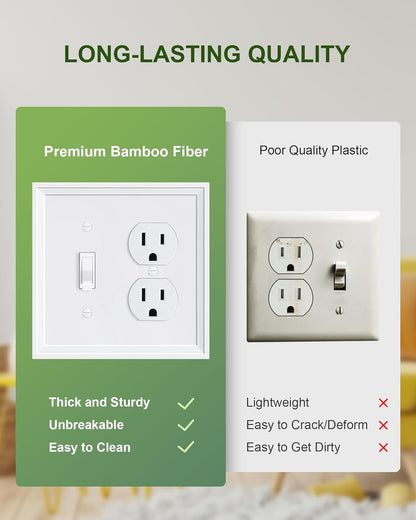 2-Pack Combo Toggle/Duplex Light Switch Cover Plate, Pure White Wall Outlet Cover Plate, Natural