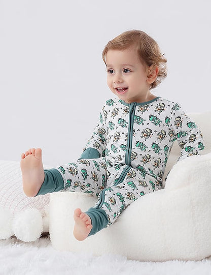 JunNeng 2Pcs Baby Rayon from Bamboo Sleeper with Mitten Cuffs, Footless Zipper Cozy Pjs, Non-Slip