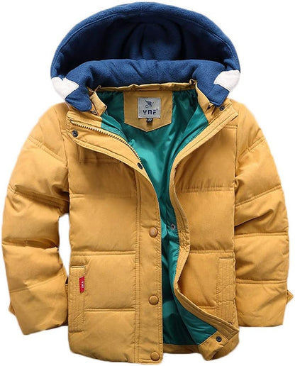 Vinmin Kids Winter Latest Thicken Hooded Jacket Warm Quilted Coat Casual Outdoor Cool Cute for Boys
