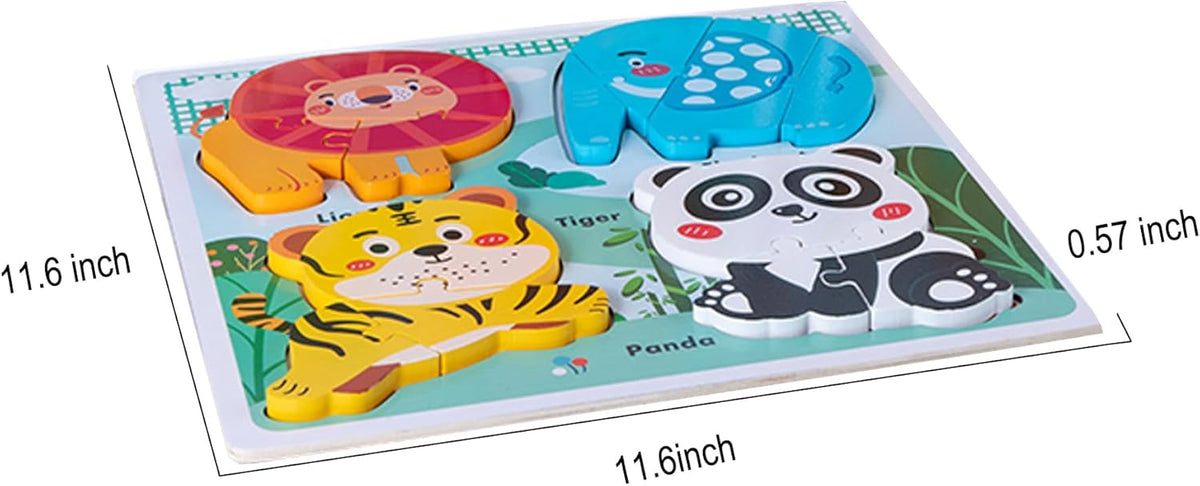 Zoo Safari Animal Toddler Puzzles Ages 1-3, Wooden Puzzles for Toddlers 2-4, Fun Educational Toys