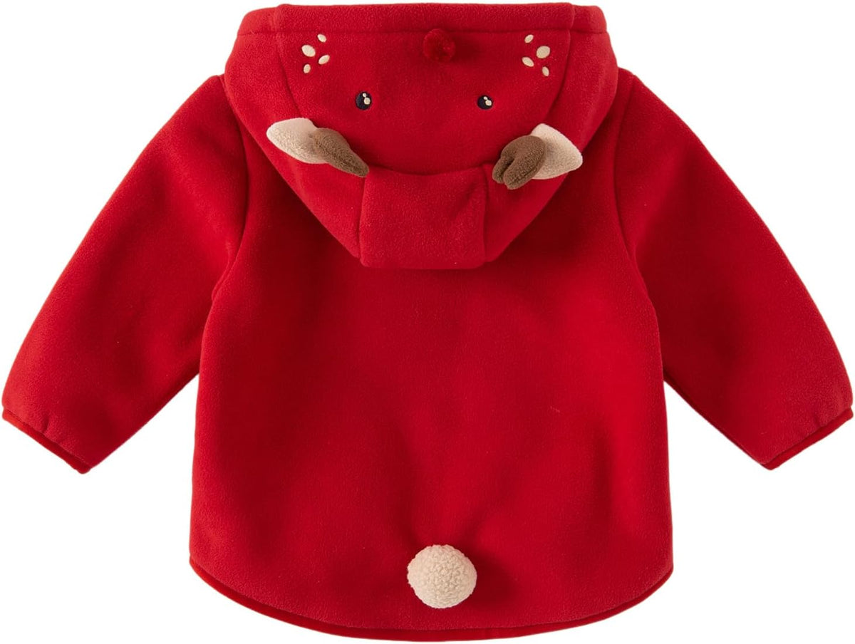 DAVE&BELLA Toddler Fleece Jacket, Baby Boys Girls Animal-shaped Hooded Zipper Long Sleeve Warm