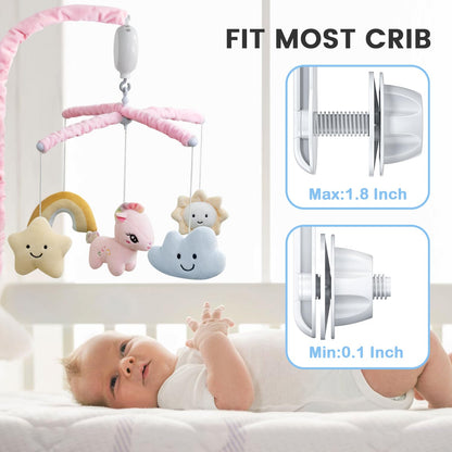 Feisike Crib Mobile for Girls - Baby Mobile for Crib with 35 Lullabies, 3 Modes Digital Musical