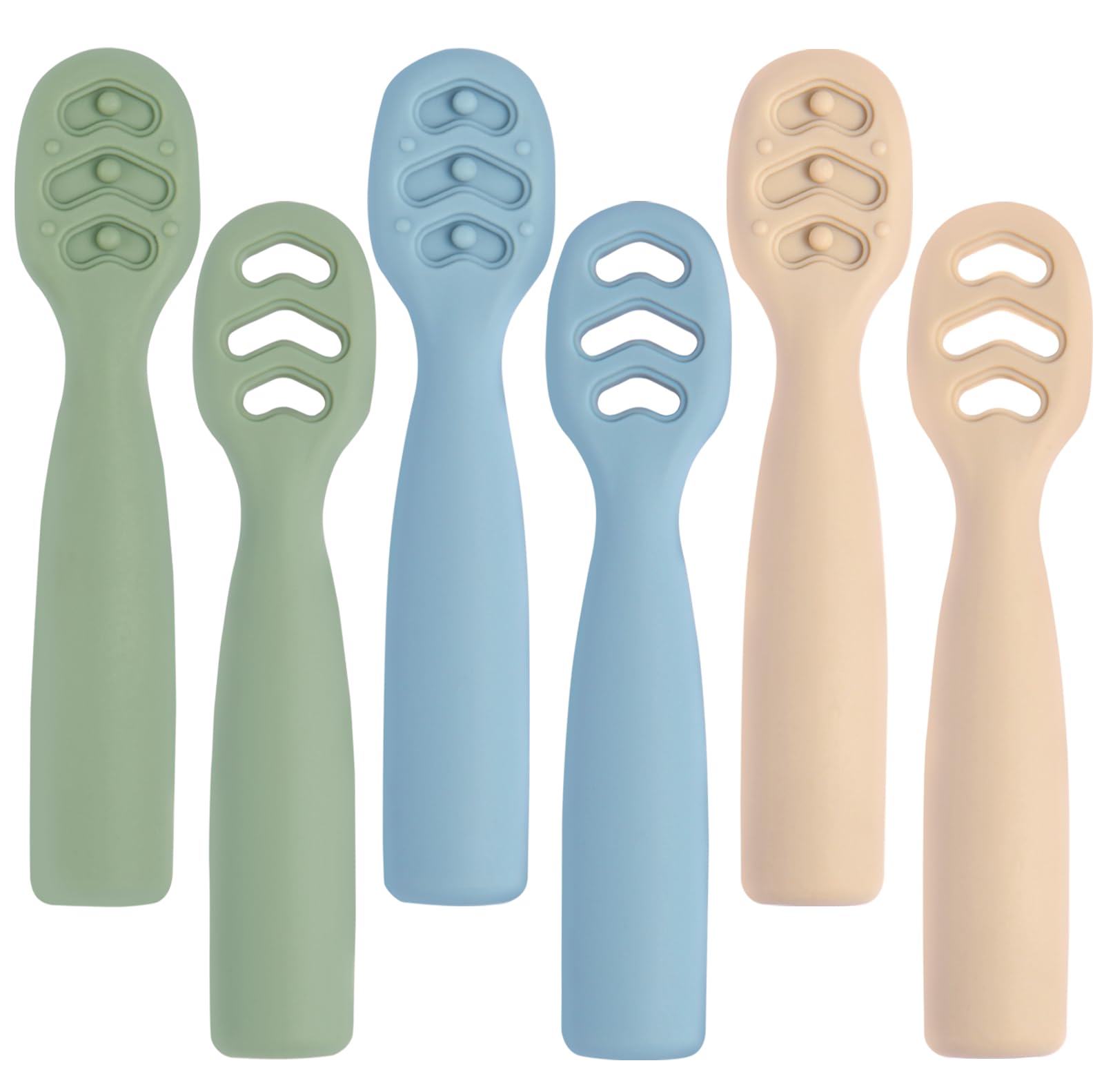 Eascrozn 6 Pack Silicone Baby Spoons Self Feeding 6+ Months Set BPA Free