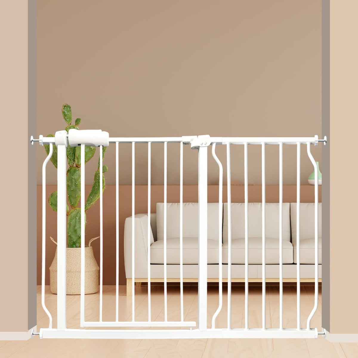 Extra Wide Baby Gate 43.5-48 Inch, Pressure Mounted No Drilling, Heavy Duty Metal for Stairs &