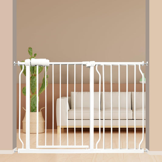 Extra Wide Baby Gate 43.5-48 Inch, Pressure Mounted No Drilling, Heavy Duty Metal for Stairs &