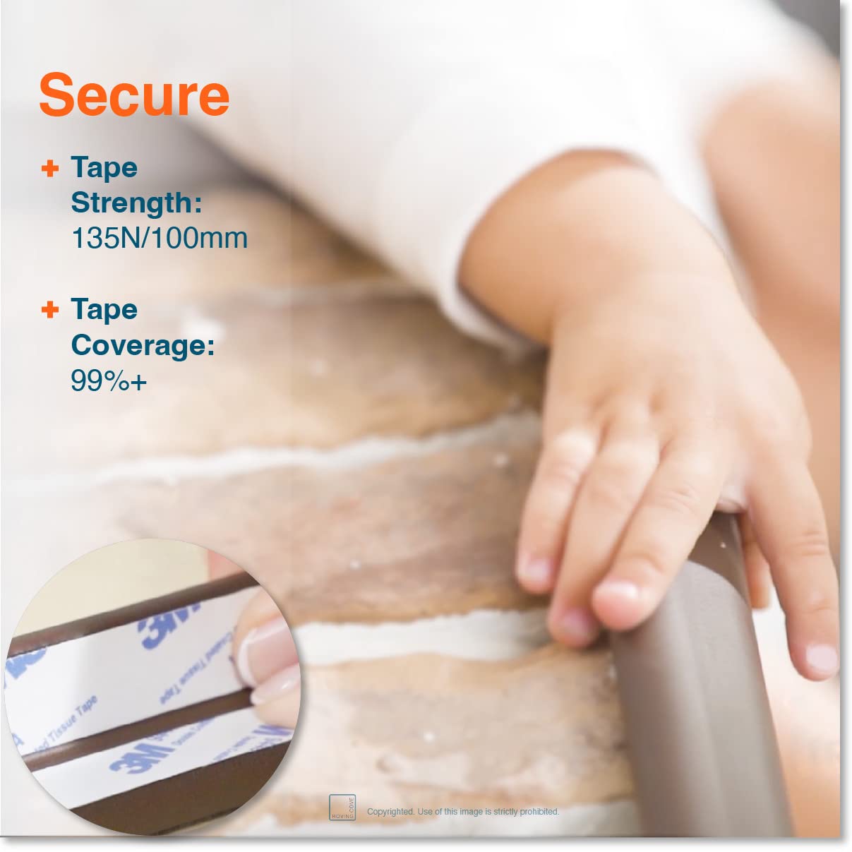 Roving Cove HeftyFit Edge Corner Protector Baby Proofing (Large 18ft Edge 8 Corners), Heavy-Duty