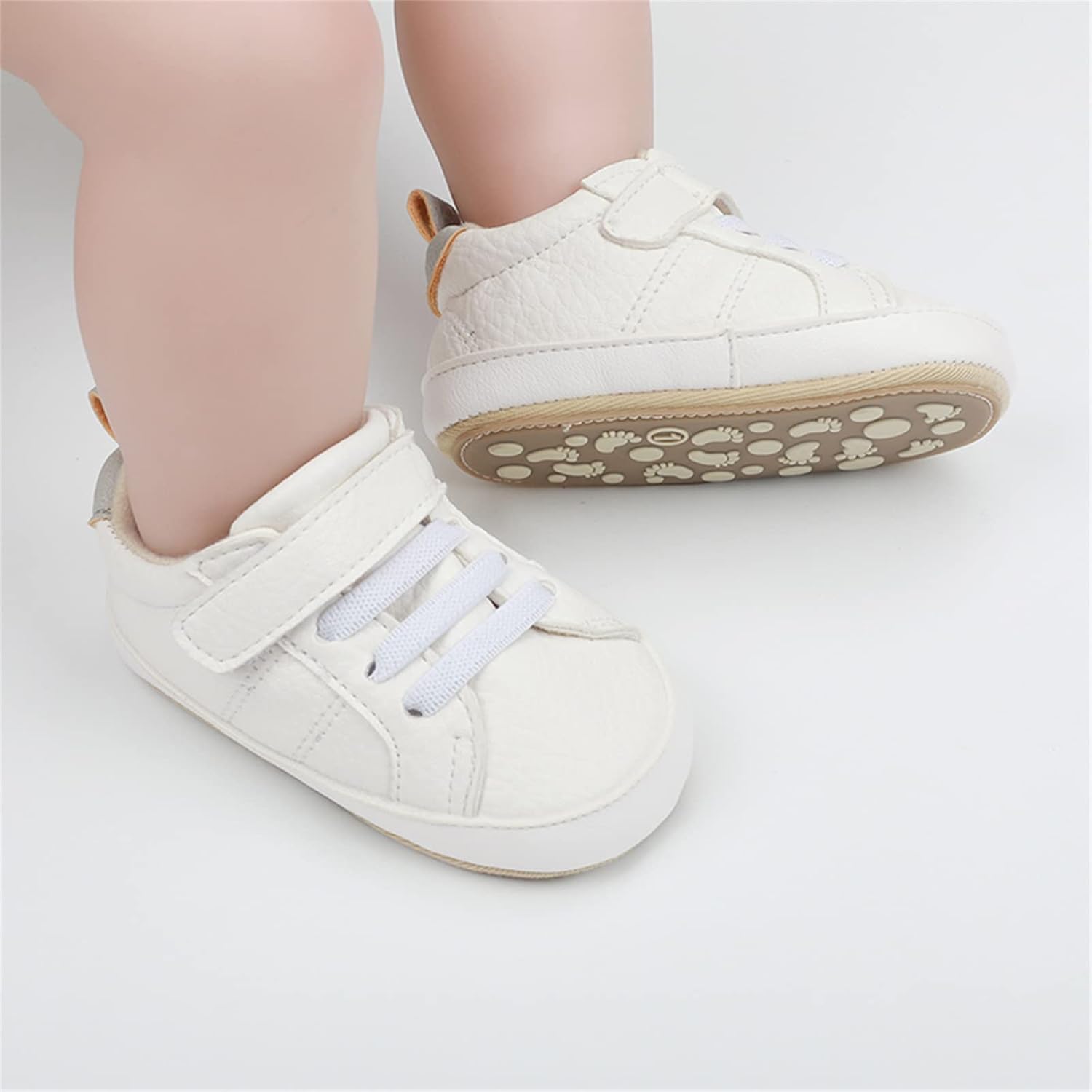 SOFMUO Baby Boys Girls High Top Ankle PU Leather Sneakers Soft Rubber Sole Infant Moccasins Newborn