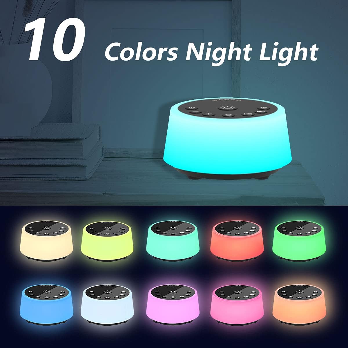 Color Noise Sound Machines with 10 Colors Night Light 25 Soothing Sounds and Sleep White Noise