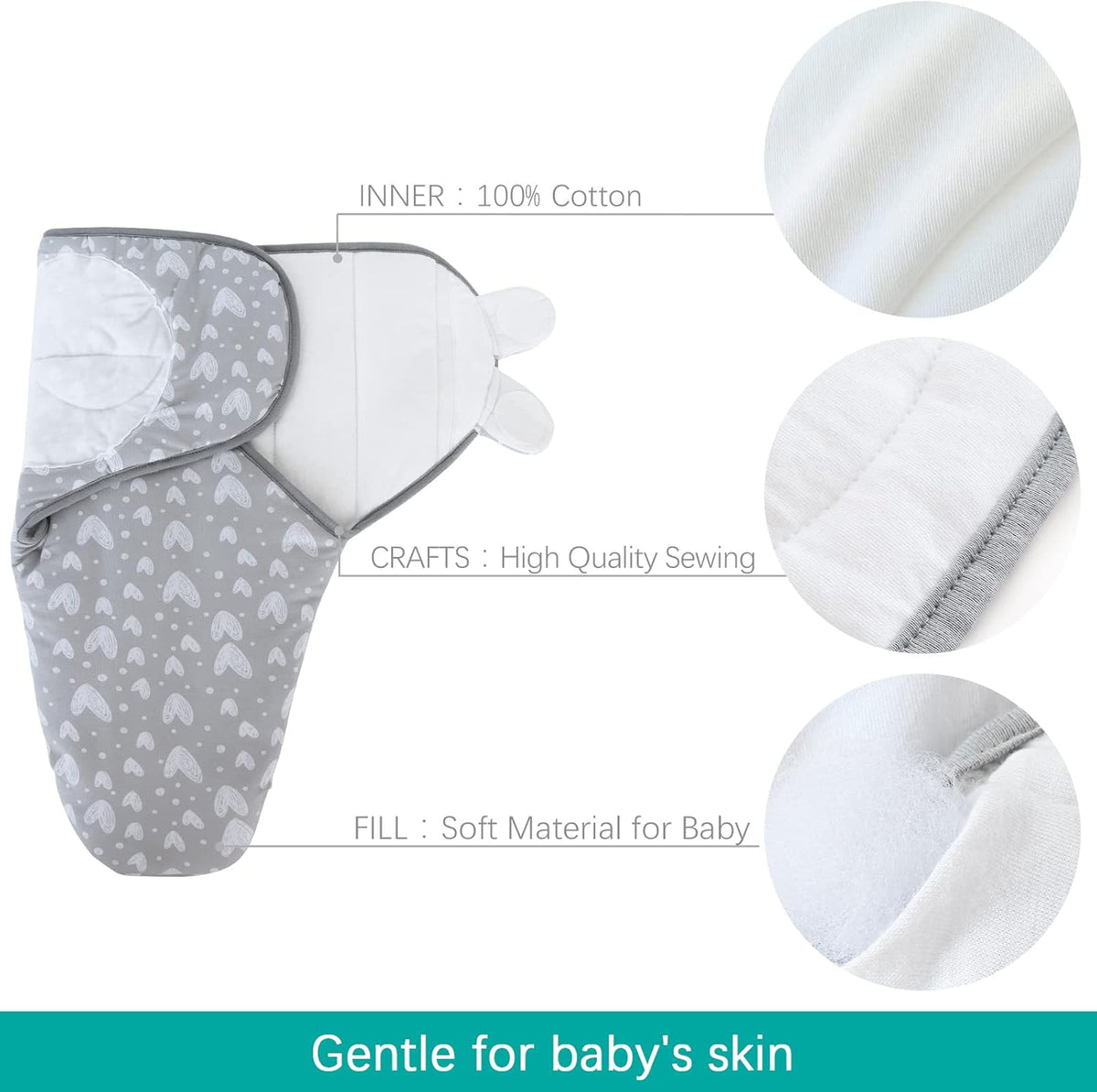 Biloban Baby Swaddles 0-3 Months for Boy Girls, Warm Quilted Baby Swaddle, Newborn Swaddle
