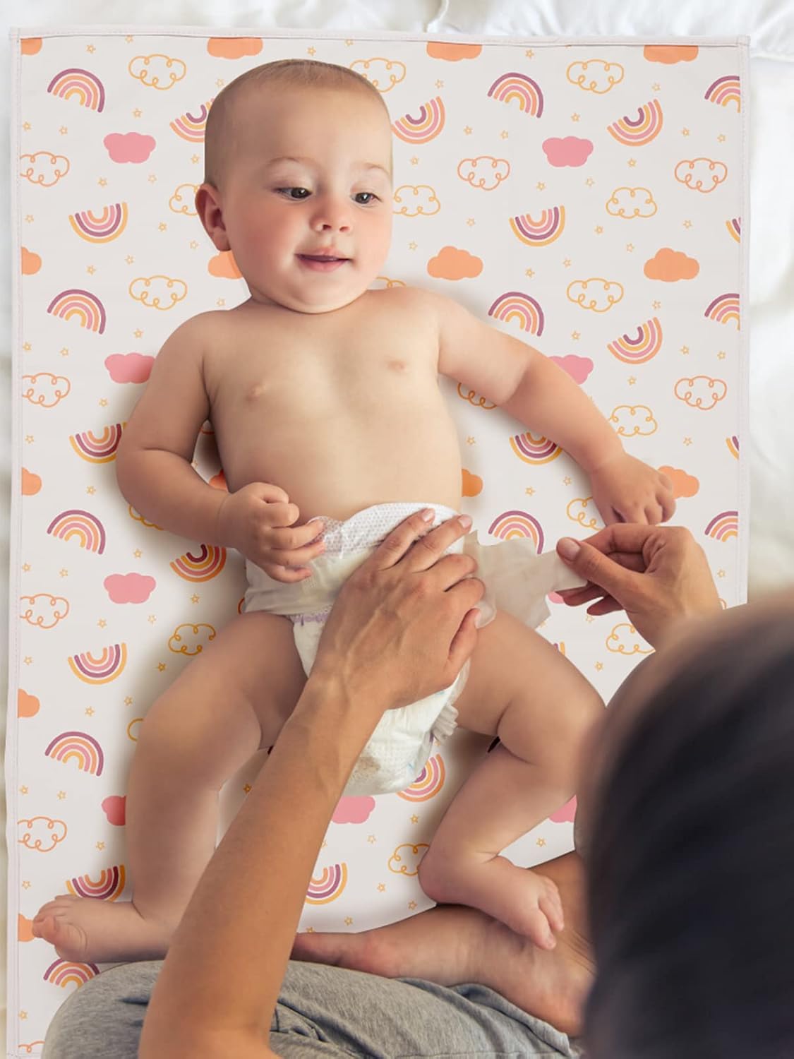 Vegan Leather Baby Changing Mat - Wipeable Portable Changing Pad, Foldable Travel Changing Mat for