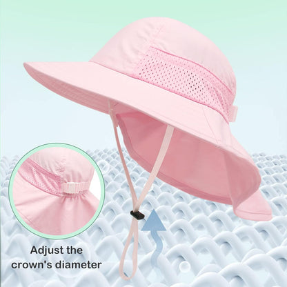 XIAOHAWANG Girls Sun Hat Baby Beach Hats Boys UPF 50+ Kids Summer Protection Cap Toddler Breathable