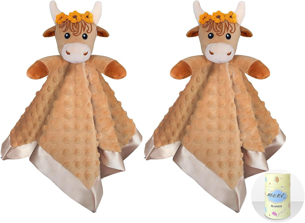 2 Pcs Loveys for Babies, Soft Baby Security Blanket Lovies for Babies, Stuffed Animals Blankie for