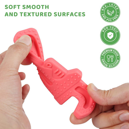 Fu Store 4 Pack Soft Silicone Teething Toys for 0-12Months 6-24 Months Toddlers Infant Hammer Tools
