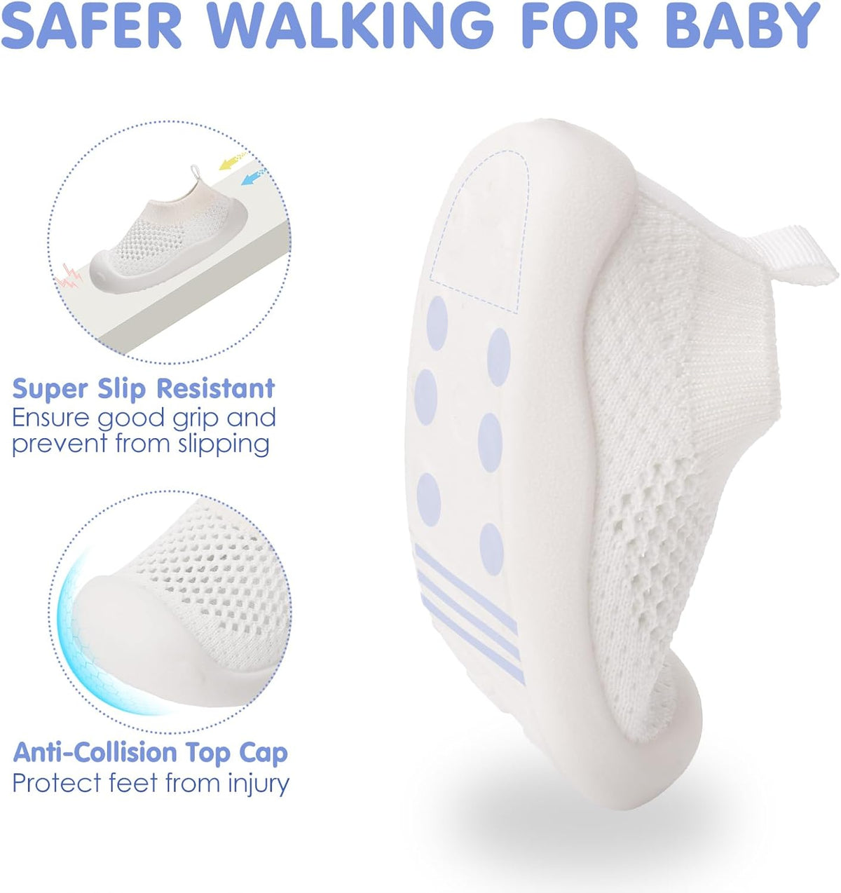 Baby Walking Shoes Toddler Girl Boy Soft Sole Breathable Mesh Slip on Summer Wide Shoes Infant