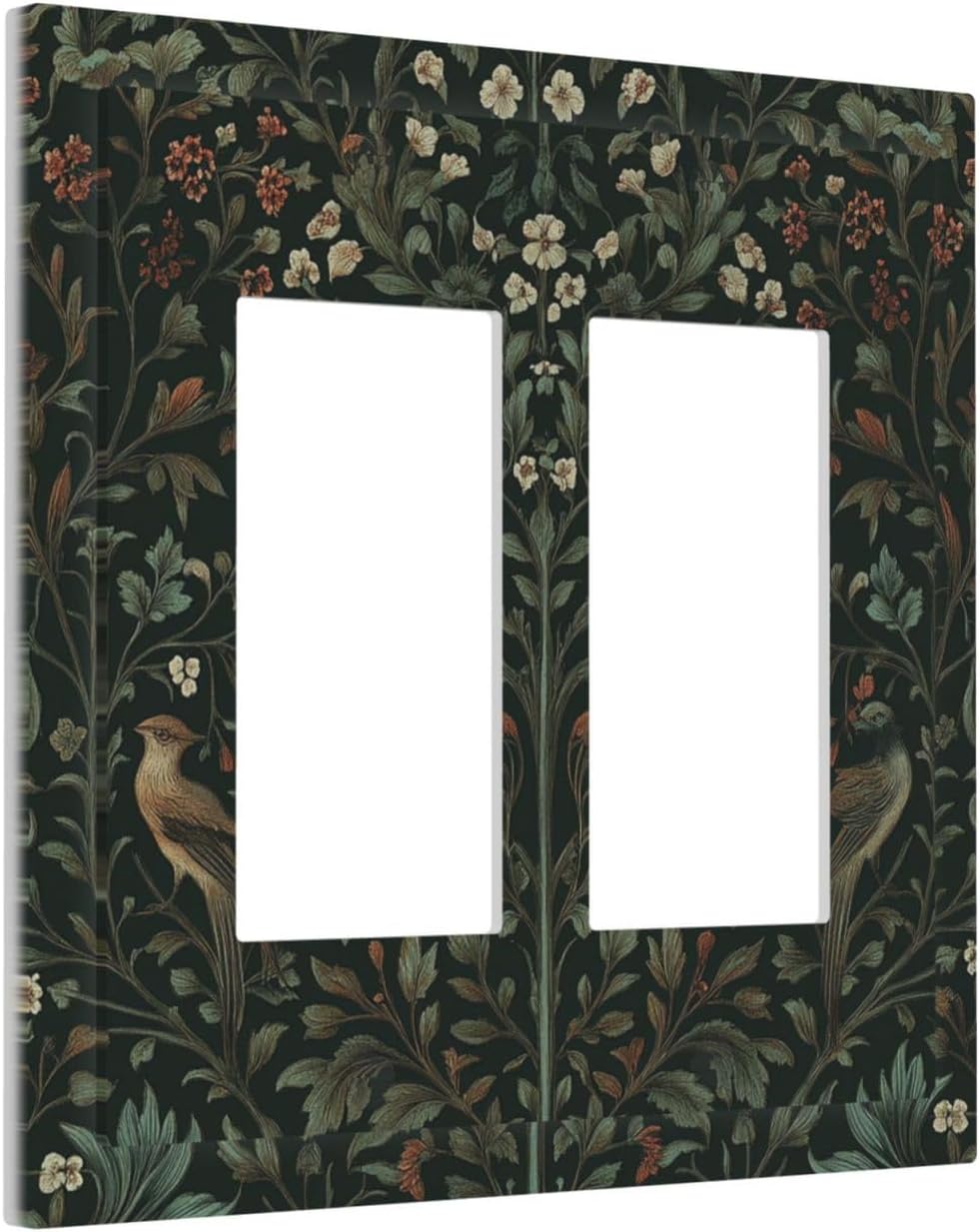 Decorative Outlet Covers Vintage Morris Colorful Flower Green Leaf 2 Gang Double Gfci Rocker