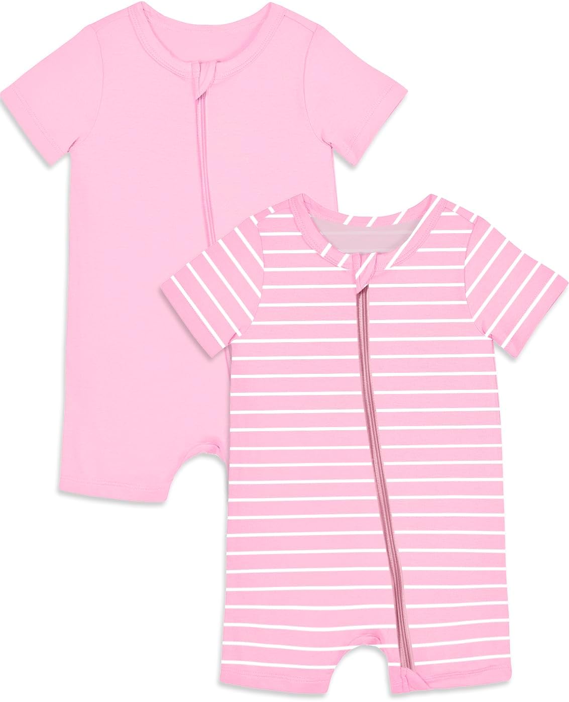 Jimonda Baby Rompers Cotton Baby Boys Baby Girls Short Sleeve Sleepers Pjs Two Way Zipper One-piece
