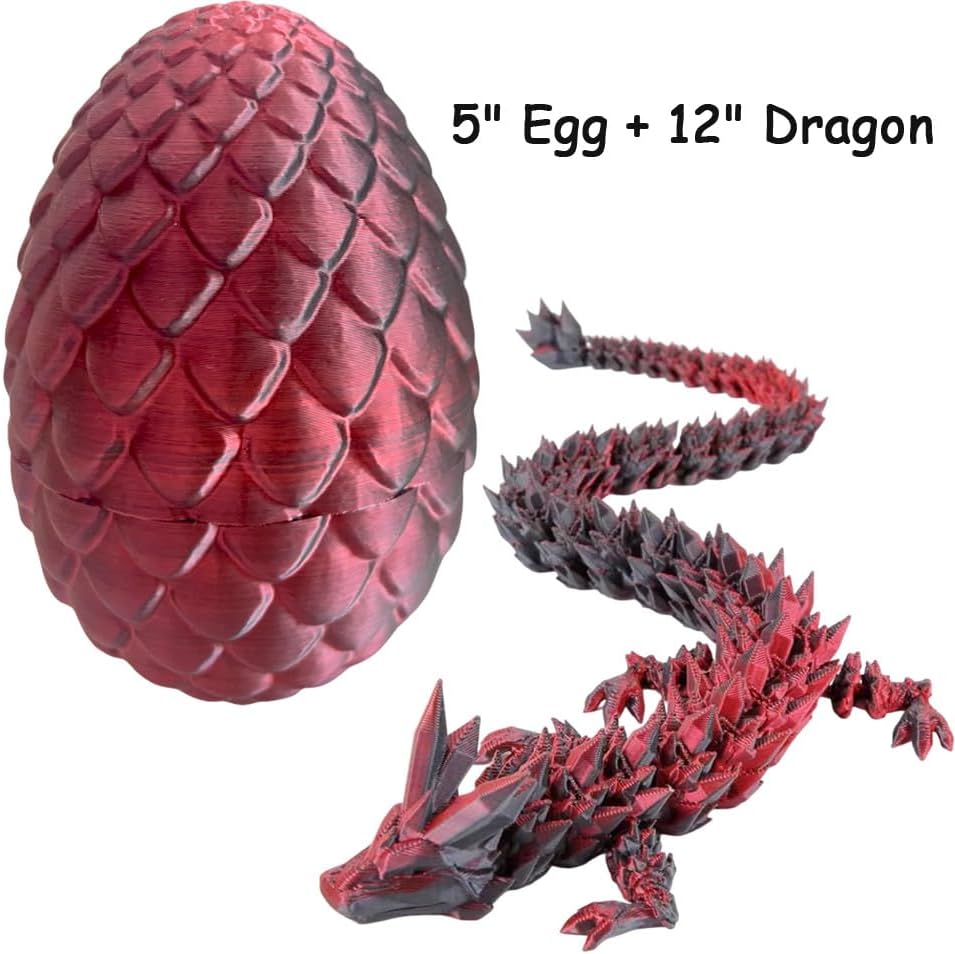 3D Printed Dragon Egg, Mystery Crystal Dragon Egg Fidget Toys Surprise, Easter Eggs Articulated