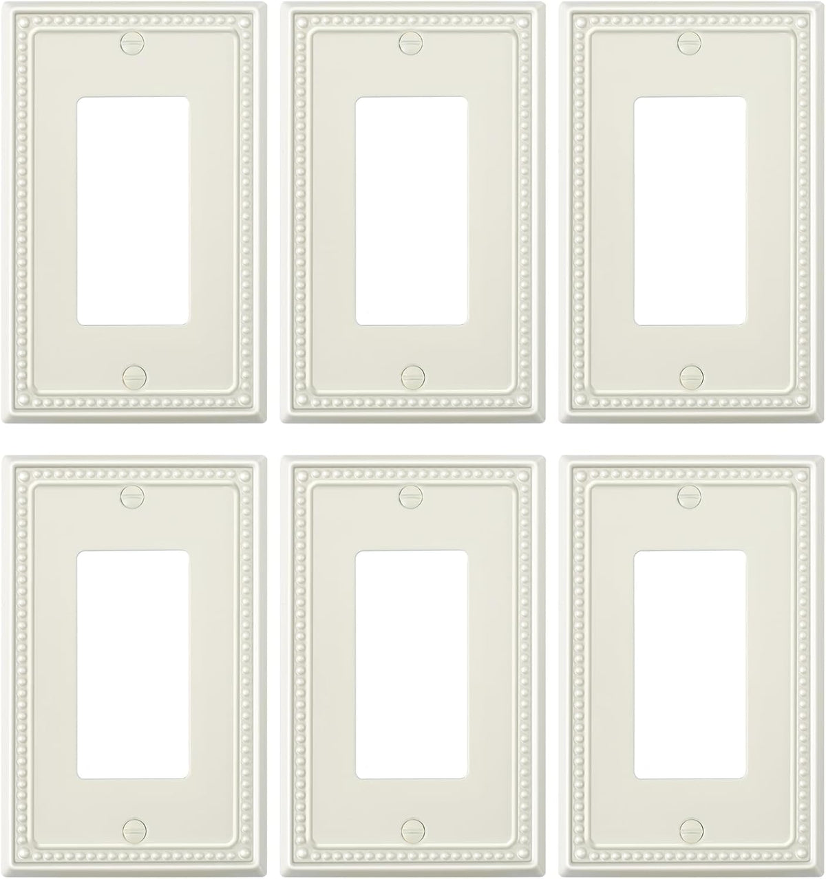6-Pack Decorator Outlet Cover Plate, Decorative Switch Plates and Outlet Covers, Light Almond Metal