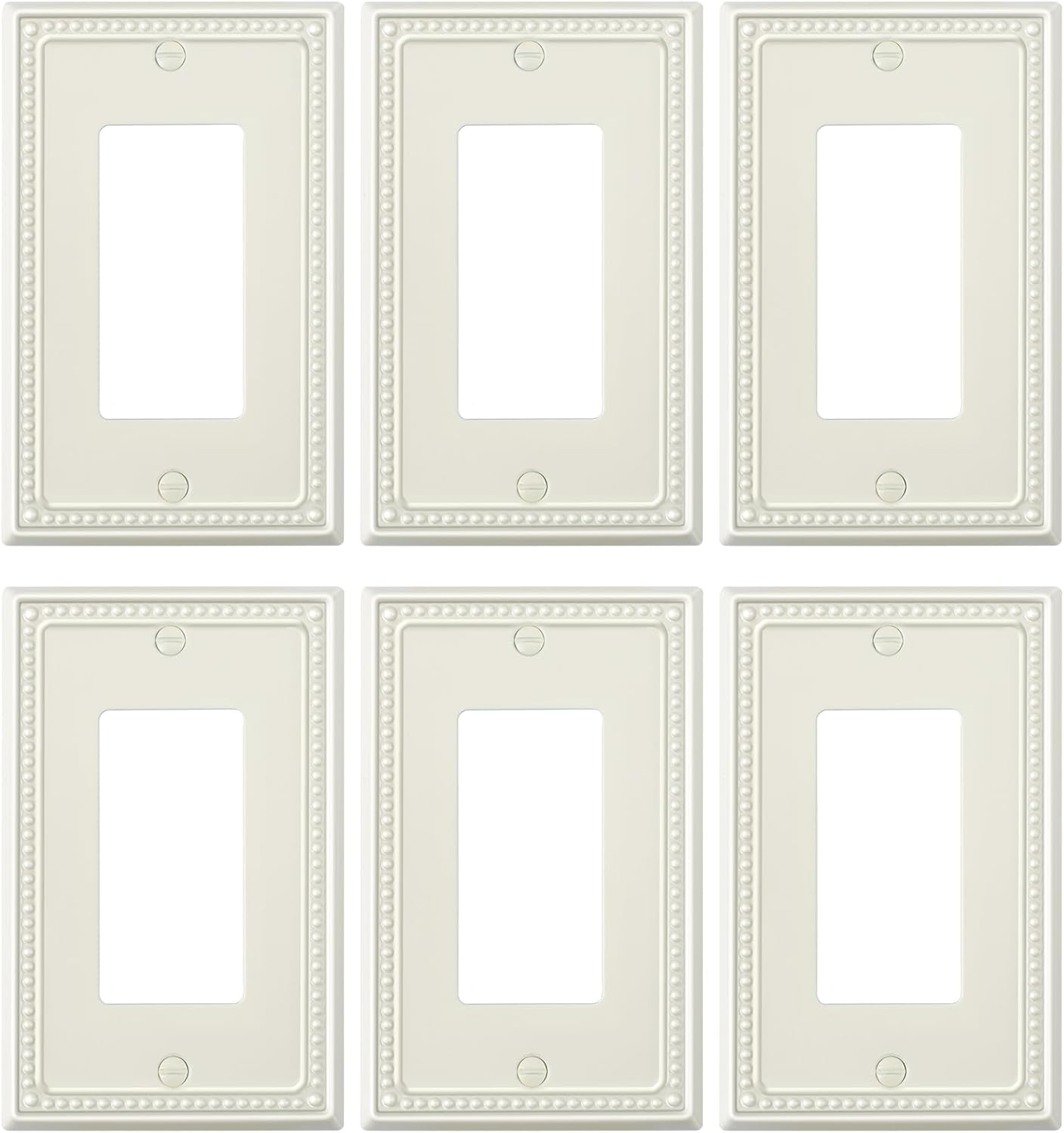 6-Pack Decorator Outlet Cover Plate, Decorative Switch Plates and Outlet Covers, Light Almond Metal