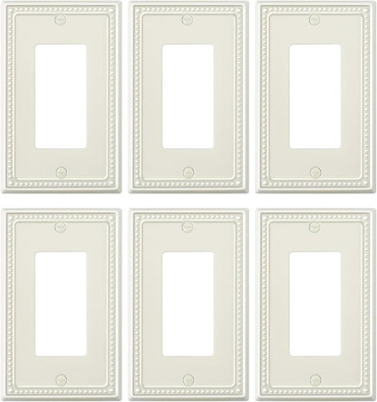 6-Pack Decorator Outlet Cover Plate, Decorative Switch Plates and Outlet Covers, Light Almond Metal