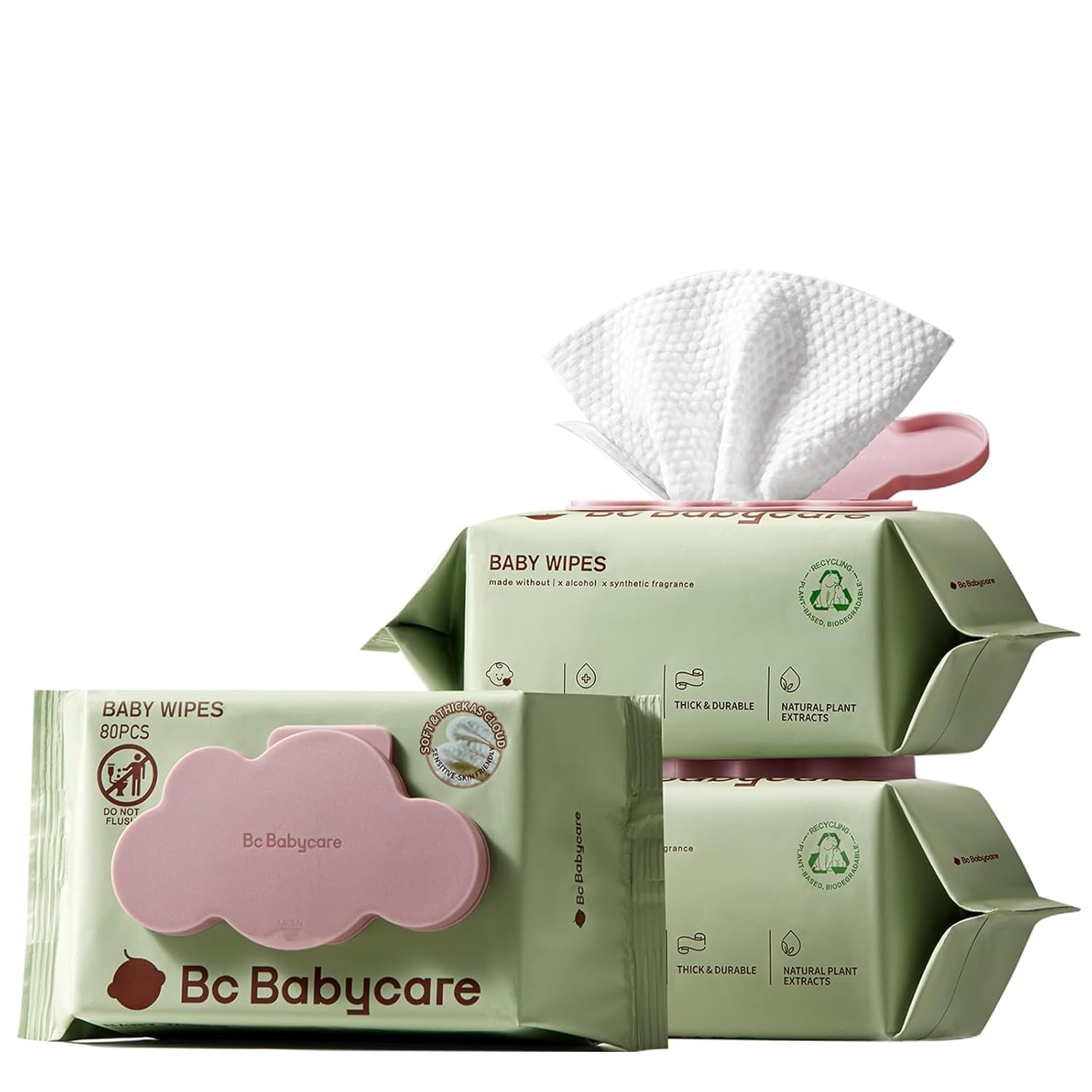 Bc Babycare Cloud Moist Baby Wipes, Thick & XL, 99% Water, Ultra-Hydrating, Unscented