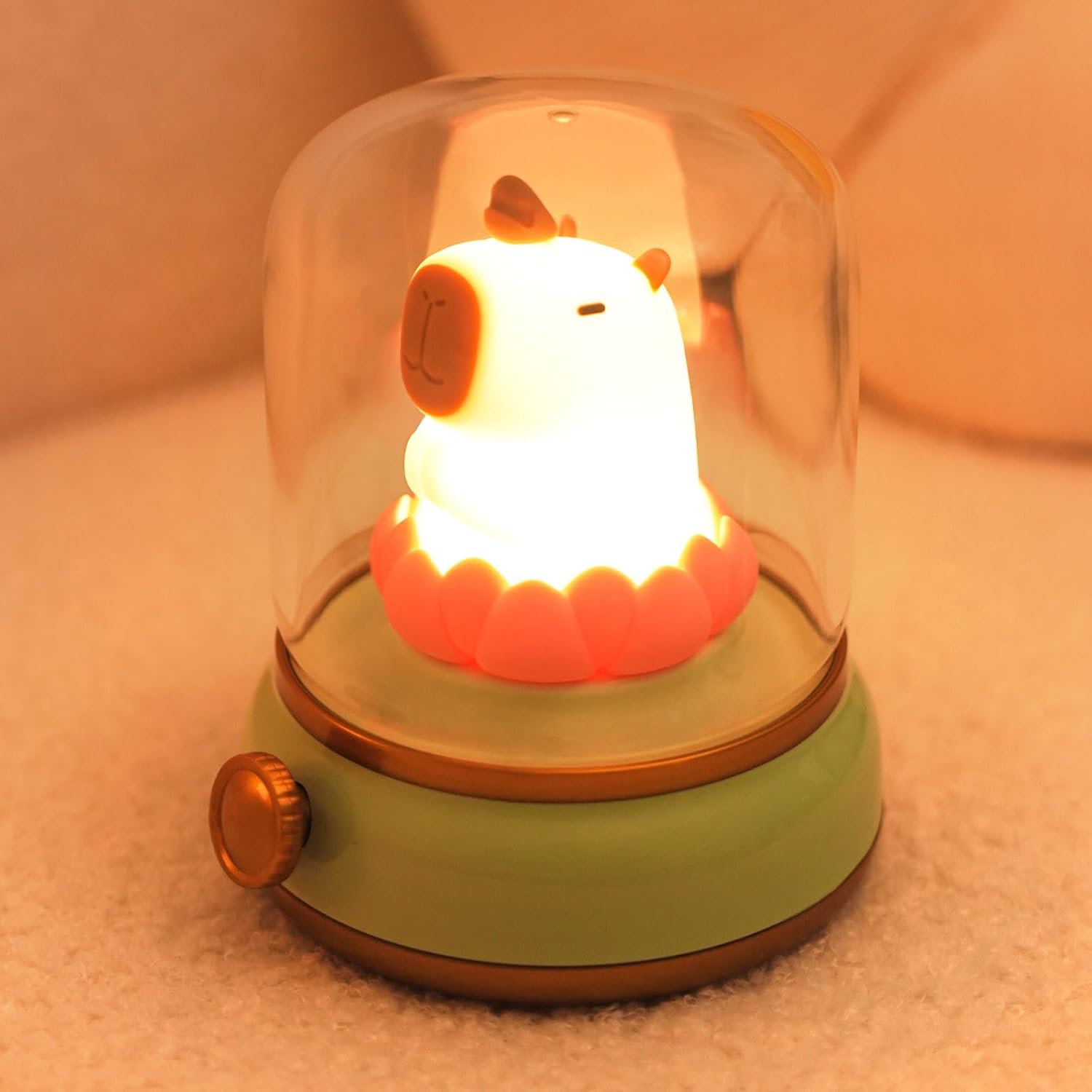 Lucky Capybara Night Light, Cute Lamp and Cozy Lighting,Rotate to Adjust Brightness,Rechargeable