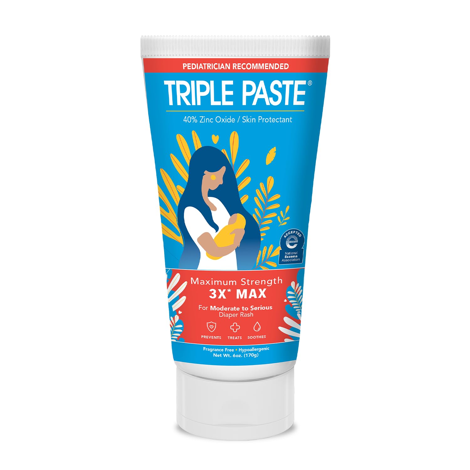 Triple Paste 3X Max Diaper Rash Ointment, Maximum Strength Zinc Oxide Ointment for Severe Diaper