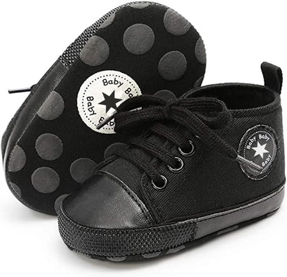 Unisex Baby Girls Boys Canvas High-top Shoes, Newborn Infant Anti-Slip Soft Sole Frist Walking