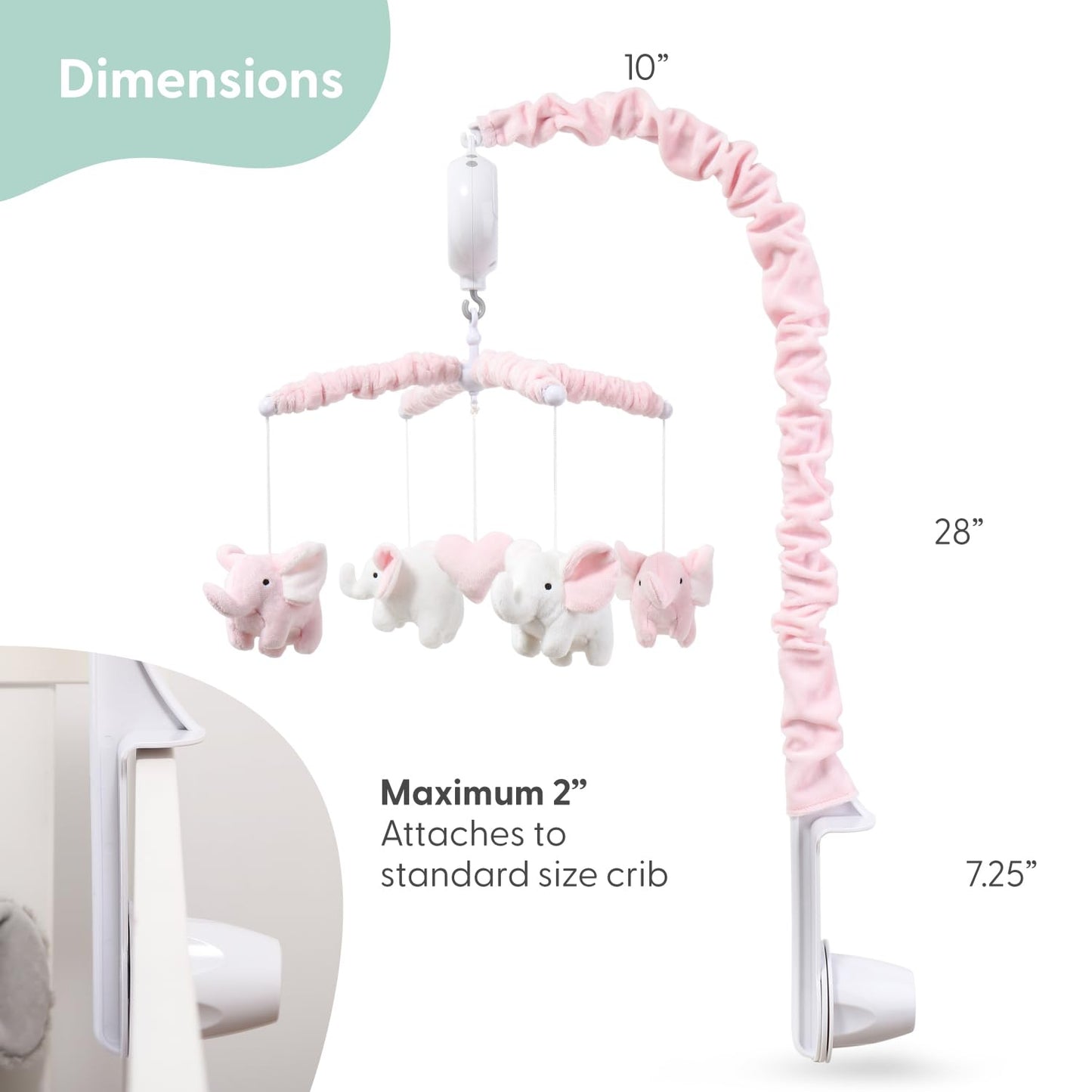 The Peanutshell Crib Mobile for Girls - Soft Pink Musical Baby Crib Mobile with 12 Lullabies, Cute