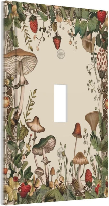 Decorative Switch Covers Plate Rustic Mushroom Garden Red Strawberry 1 Gang Wall Plate Unique