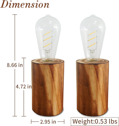 YiShine Battery Operated Table Lamp Wood Night Light Decorative Table Light for Bedroom Living Room