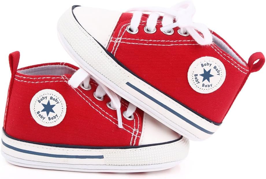 Unisex Baby Girls Boys Canvas High-top Shoes, Newborn Infant Anti-Slip Soft Sole Frist Walking