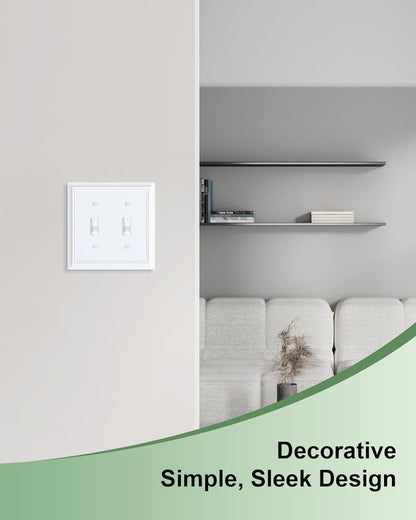 2-Pack Double Toggle Light Switch Cover Plate, Durable Natural Bamboo Fiber Decorative Switch Plate