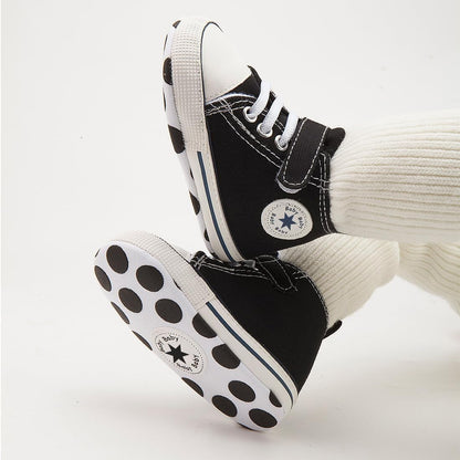 Unisex Baby Girls Boys Canvas High-top Shoes, Newborn Infant Anti-Slip Soft Sole Frist Walking