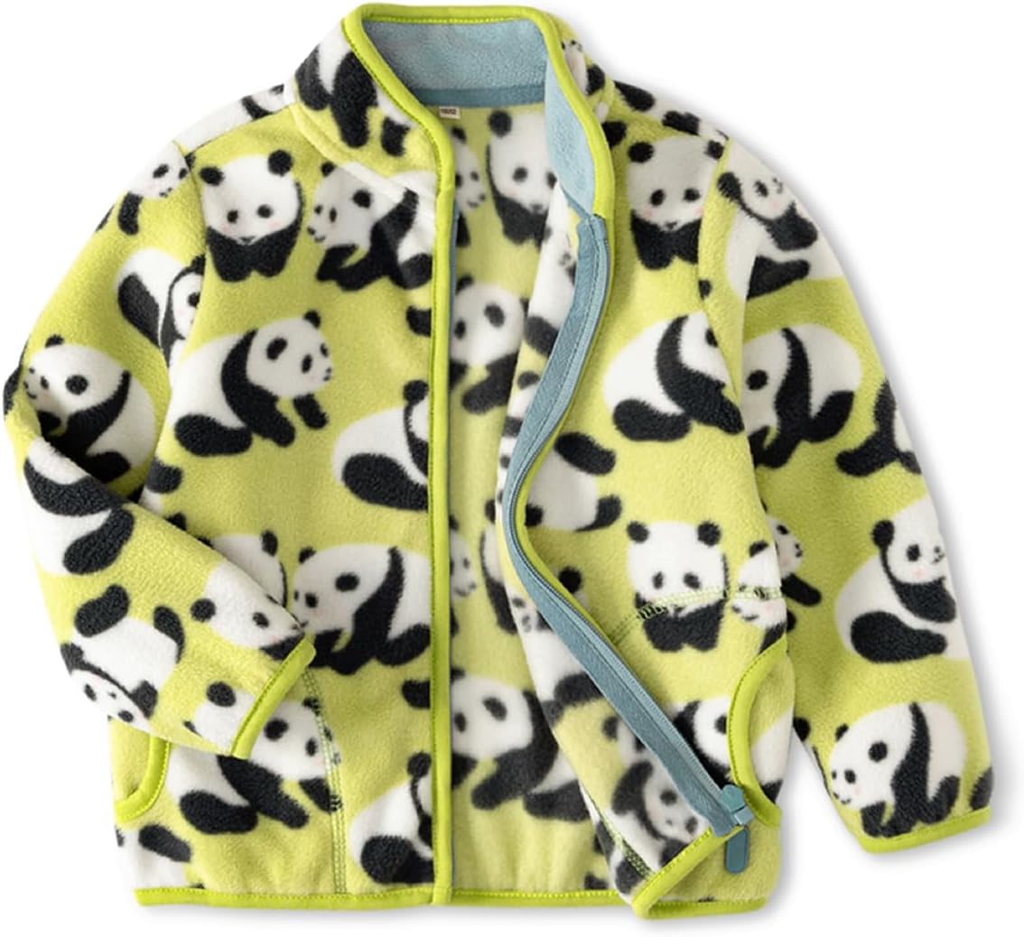 Kids Printed Polar Fleece Jacket Toddler Baby Boys Girls Autumn Winter Warm Sherpa Lining Outerwear