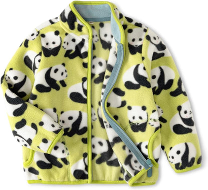 Kids Printed Polar Fleece Jacket Toddler Baby Boys Girls Autumn Winter Warm Sherpa Lining Outerwear