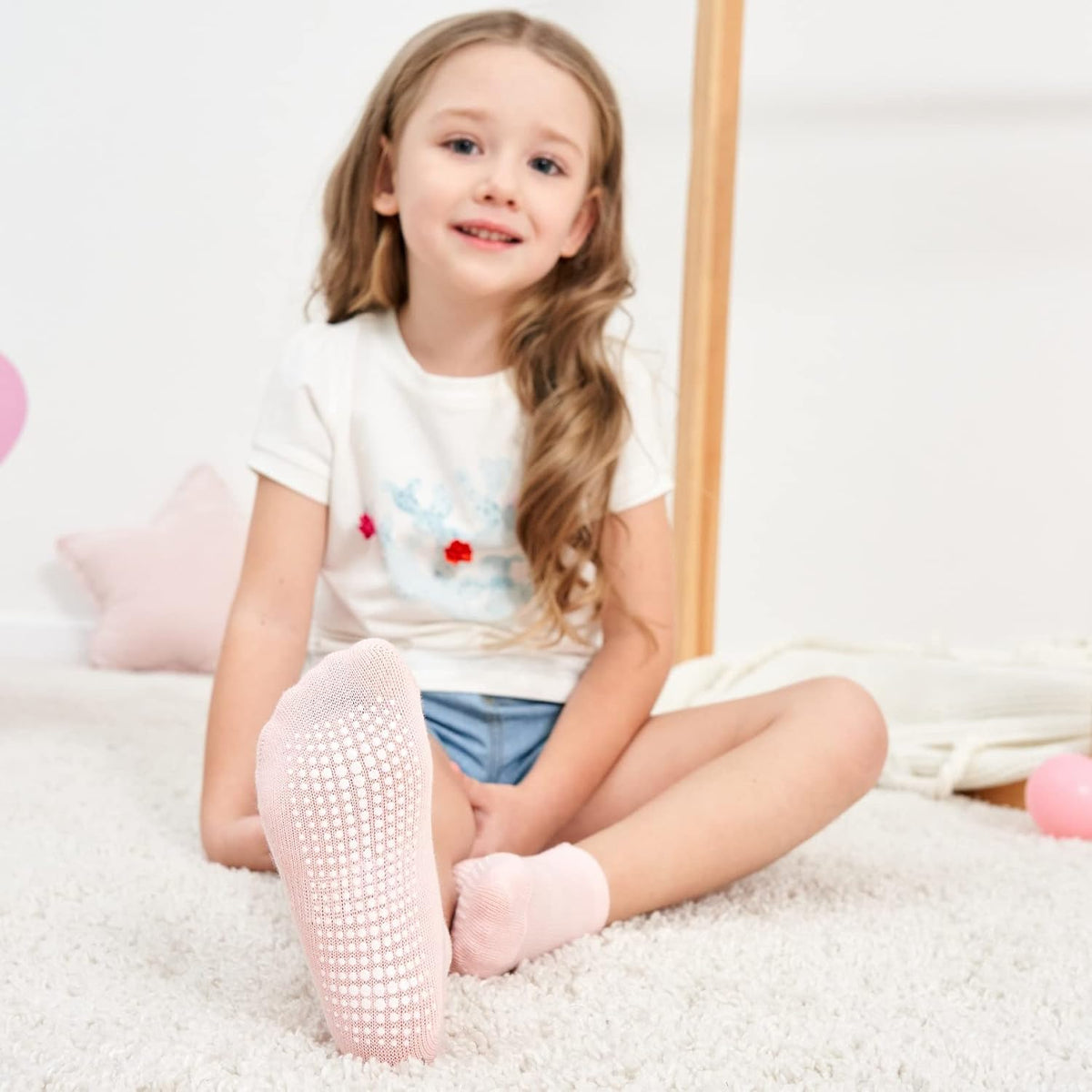 Zaples Baby Non Slip Grip Ankle Socks with Non Skid Soles for Infants Toddlers Kids Boys Girls