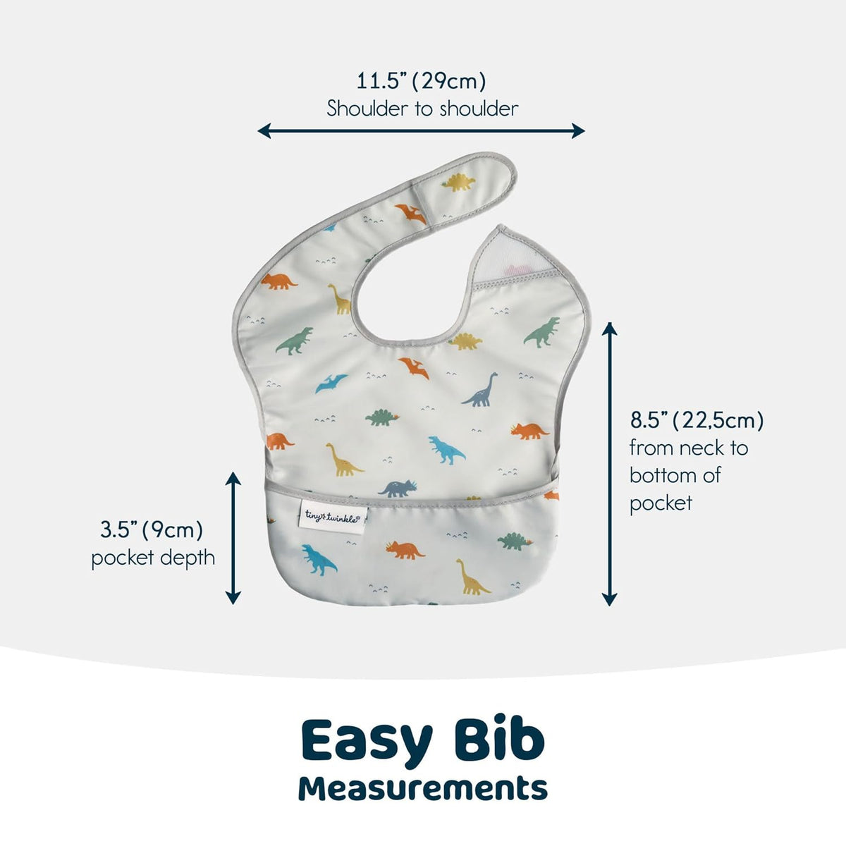Tiny Twinkle Mess Proof Baby Bibs for Eating - Waterproof, Wipeable Bibs - Toddler Bib- Travel